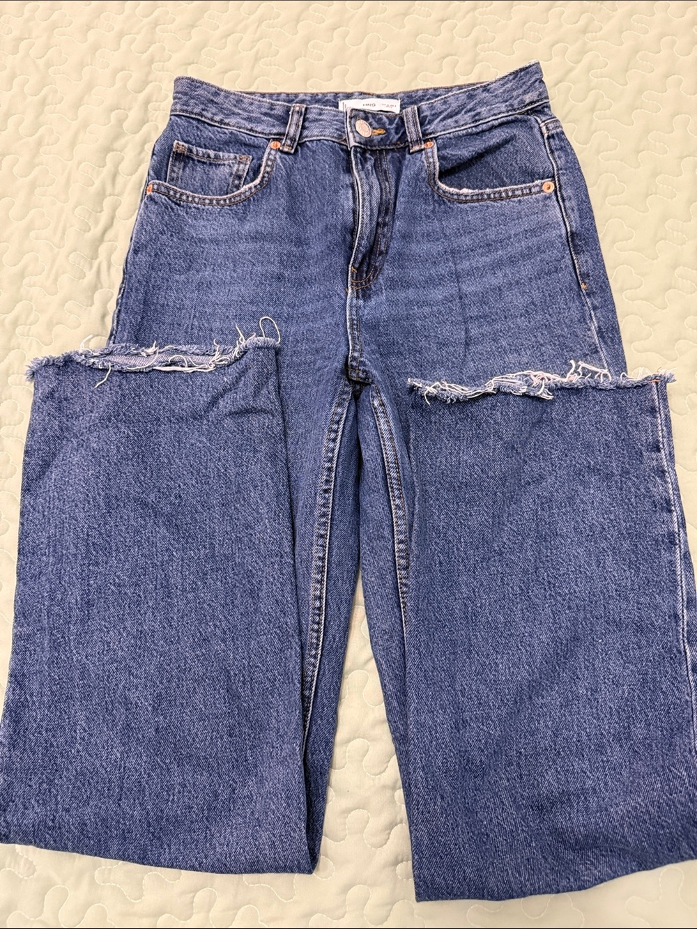 Mango Wide-Leg High-Rise Jeans in Dark Blue Wash - Picture 2 of 5